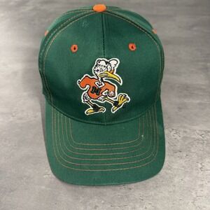Vintage Miami Hurricanes Snapback Hat Ibis Sebastian Green Orange Annco Trucker